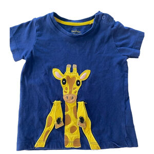 Baby Boden Infant Appliqué Short Sleeve Tees Sz 2-3yr Cotton Blue Giraffe